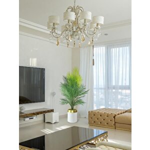 Yapay Ağaç Areka 130*60cm 40yapraklı Beyazgold Paslanmaz Saksıda