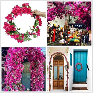 Yapay Çiçek 3dal Begonvil Çiçeği Fuşya 80cm Tek Dal Bodrum Çiçeği Sarkan Çiçek