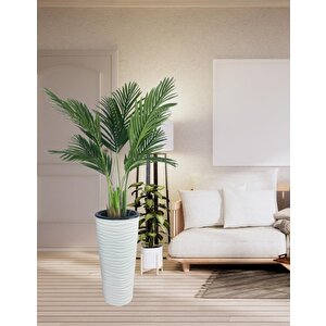 Yapay Areka Palmiye Ağacı Beyaz Kumsal Vazoda Yapay Ağaç 150cm 10 Yaprak