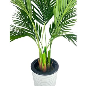 Yapay Areka Palmiye Ağacı Beyaz Kumsal Vazoda Yapay Ağaç 150cm 10 Yaprak