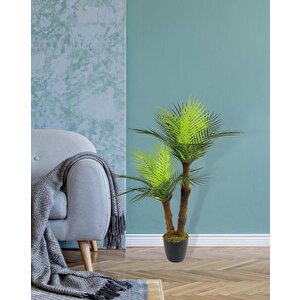 Yapay Ağaç 2 Dal 100cm Areka Palmiye Ağacı Areka 2katlı Salon Çiçeği Yapay Çiçek