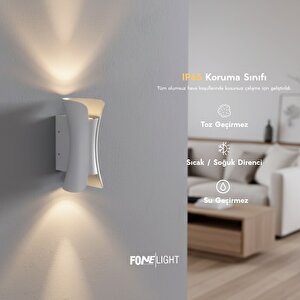 Butterfly 22 cm Beyaz Alüminyum LED Duvar Apliği IP65 Dış Mekan Bahçe Balkon Teras Villa Cephe Aydınlatması 3000K 14 watt