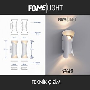 FoneLight Butterfly 22 cm Beyaz Alüminyum LED Duvar Apliği IP65 Dış Mekan Bahçe Balkon Teras Villa Cephe Aydınlatması 3000K