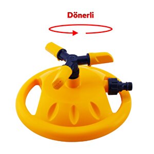 Su Tabancası Fıskiyesi Tablalı Hareketli 3 Kollu Dönerli Bahçe Çim Sulama Aparatı Plastik Dy6013