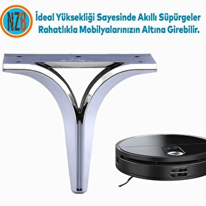 Mobilya Kanepe Sehpa Tv Ünitesi Çekyat Yükseltici Koltuk Ayağı Baza Ayak Krom 12 Cm