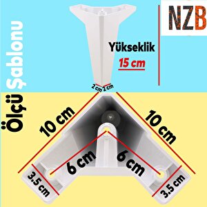 Mobilya Tv Ünitesi Çekyat Koltuk Kanepe Destek Ayağı 15 Cm Beyaz Baza Ayak 6'lı Set