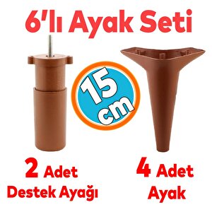 Mobilya Tv Ünitesi Çekyat Koltuk Kanepe Destek Ayağı 15 Cm Kahverengi Baza Ayak M8 6'lı Set