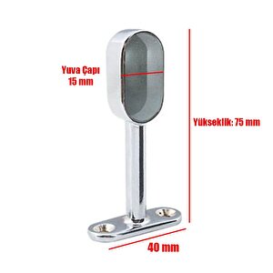 Askı Flanşı Krom Oval Kapalı Dolap Elbise Askı Aparatı (2 Adet)