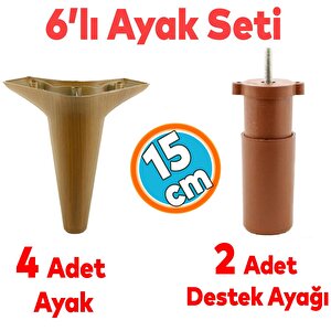 Mobilya Tv Ünitesi Çekyat Koltuk Kanepe Destek Ayağı 15 Cm Ceviz Baza Ayak M8 Destek 6'lı Set