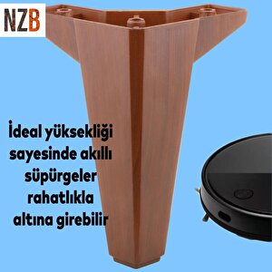 Mobilya Tv Ünitesi Çekyat Koltuk Kanepe Destek Ayağı Yükseltici 15 Cm Kahverengi Baza Ayak 12'li Set