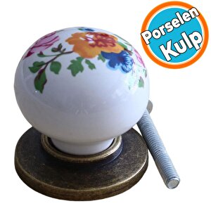 Mobilya Kulp Çiçekli Porselen Düğme Mutfak Dolabı Çekmece Dolap Kulpları Kapak Kulpu Kulbu