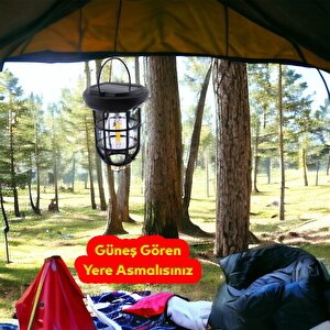 Güneş Enerjili Aplik Dış Aydınlatma 3 Modlu Işıklandırma Sensörlü Sarı Işıklı 15 W Portatif Fener Lamba