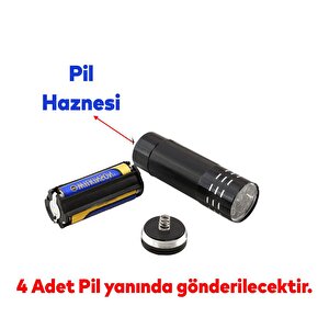 Portatif Pilli Küçük Klasik Led El Feneri Kamp Lambası Işıldak Pil Hediyeli Fener Lambası 1 Adet