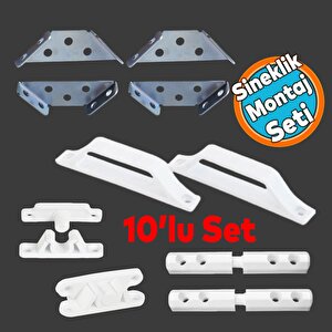 Pencere Kapı Sineklik Çerçeve Montaj Seti Plastik Kol Menteşe Çıt Çıt Tutamak Pimapen Pvc 10'lu Set