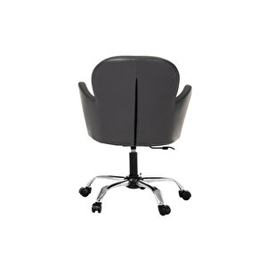 Krom Metal Ayaklı Ofis Çocuk Odası Çalışma Sandalyesi (ayarlanabi̇li̇r) Deri̇ Kelebek