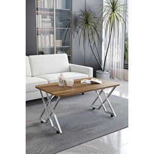 Milano Tekerlekli Orta Sehpa Gümüş Metal - Barok Tabla Gümüş-Atlantik Çam