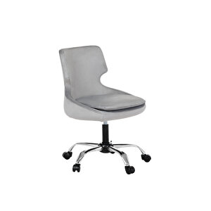 Krom Metal Ayaklı Ofis Çocuk Odası Çalışma Sandalyesi (ayarlanilabi̇li̇r) Sele Kulak GRİ Gri