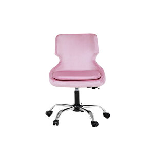 Krom Metal Ayaklı Ofis Çocuk Odası Çalışma Sandalyesi (ayarlanilabi̇li̇r) Sele Kulak PEMBE Pembe