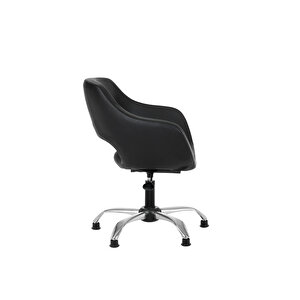 Krom Metal Ayaklı Ofis Çocuk Odası Çalışma Sandalyesi (ayarlanilabi̇li̇r) Papuçlu Deri̇ CİERVO Siyah