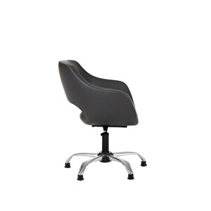 Krom Metal Ayaklı Ofis Çocuk Odası Çalışma Sandalyesi (ayarlanilabi̇li̇r) Papuçlu Deri̇ CİERVO Gri
