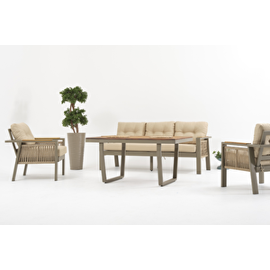 Larissa Plus Alüminyum Bahçe Balkon Oturma Grubu Cappuccino