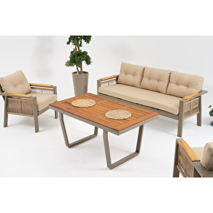 Larissa Plus Alüminyum Bahçe Balkon Oturma Grubu Cappuccino