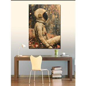 Kanvas Tablo Renkli Çiçekler Ve Astronot 100x140 cm