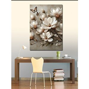Kanvas Tablo Çiçekler Ve Kelebek 100x140 cm
