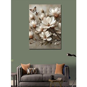Kanvas Tablo Çiçekler Ve Kelebek 100x140 cm