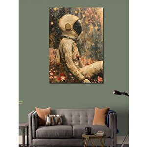 Kanvas Tablo Renkli Çiçekler Ve Astronot
