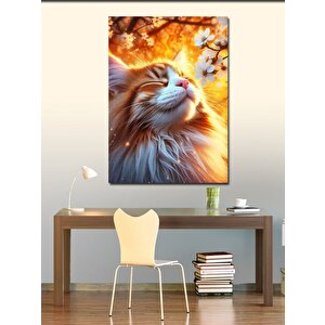 Kanvas Tablo Çiçek Ve Kedi 70x100 cm