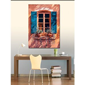 Kanvas Tablo Retro Pencere Ve Çiçekler