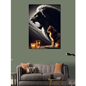 Kanvas Tablo Aslan Ve Kedi 70x100 cm