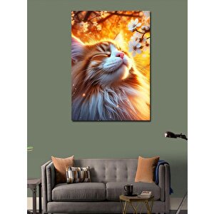 Kanvas Tablo Çiçek Ve Kedi