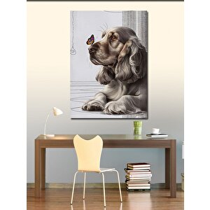 Kanvas Tablo Köpek Ve Kelebek 100x140 cm