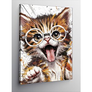 Kanvas Tablo Gözlüklü Kedi 70x100 cm