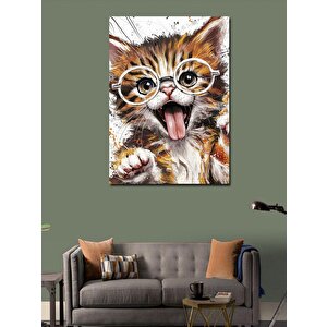 Kanvas Tablo Gözlüklü Kedi 70x100 cm