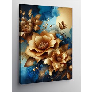 Kanvas Tablo Mavi Fon Sarı Çiçekler 70x100 cm