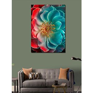 Kanvas Tablo Kırmızı Mavi Çiçek 100x140 cm