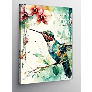 Kanvas Tablo Arık Kuşu Ve Kırmızı Çiçekler 70x100 cm