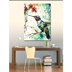 Kanvas Tablo Arık Kuşu Ve Kırmızı Çiçekler 70x100 cm