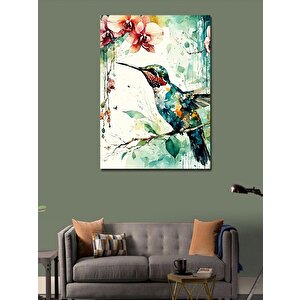 Kanvas Tablo Arık Kuşu Ve Kırmızı Çiçekler 70x100 cm