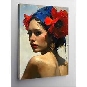 Kanvas Tablo Çiçekli Saçlı Kadın 70x100 cm