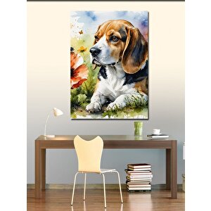 Kanvas Tablo Sevimli Köpek Ve Çiçek