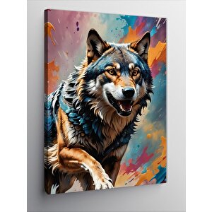 Kanvas Tablo Renkli Fon Kızgın Köpek