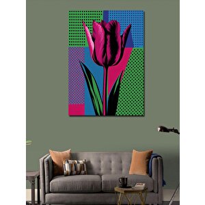 Kanvas Tablo Kırmızı Çiçek Ve Desenler 70x100 cm