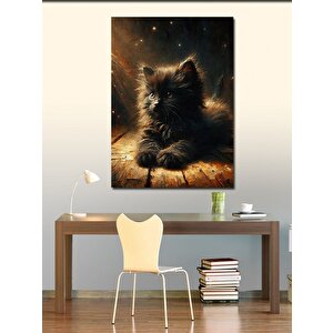 Kanvas Tablo Siyah Yavru Kedi 100x140 cm