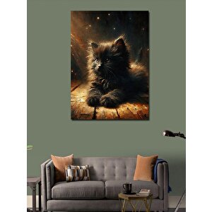 Kanvas Tablo Siyah Yavru Kedi 100x140 cm