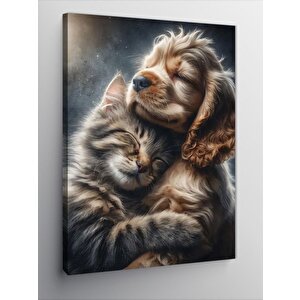 Kanvas Tablo Sevimli Köpek Ve Kedi