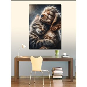 Kanvas Tablo Sevimli Köpek Ve Kedi
